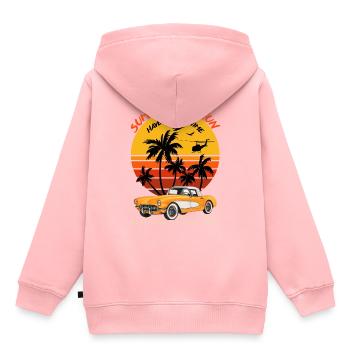 Heure d’été Fun-Sentiment d’été - Sweat Premium à capuche enfant bio - rose - Dos - AI Model Kid Female (0cm)