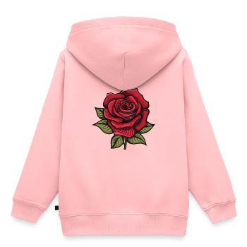Rose Blume - Kinder Premium Organic Hoodie - Rosa - Hinten - AI Model Kid Female (0cm)