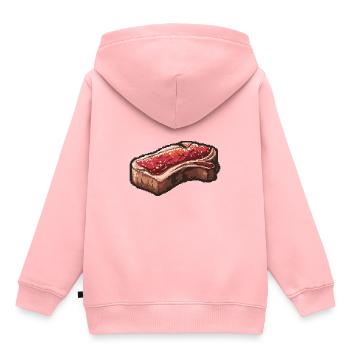 Filet de Steak Pixel Gamer - Sweat Premium à capuche enfant bio - rose - Dos - AI Model Kid Female (0cm)