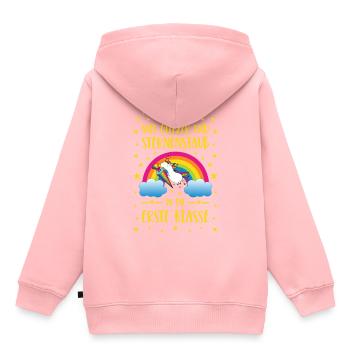 Licorne Paillettes et Poussière d’Étoile Première Classe Jaune - Sweat Premium à capuche enfant bio - rose - Dos - AI Model Kid Female (0cm)