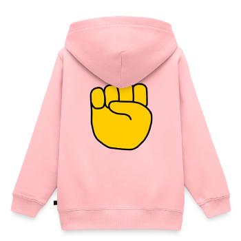 Emoji Fist Sketch Couleur - Sweat Premium à capuche enfant bio - rose - Dos - AI Model Kid Female (0cm)