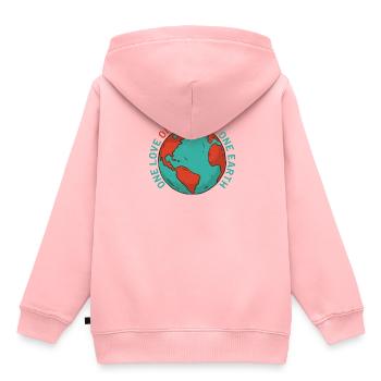 one love one people one earth - Kids Premium Organic Hoodie - rose - Back - AI Model Kid Female (0cm)