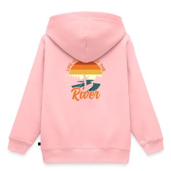 Outdoor Hiking River,Hiking - Kinder Premium Organic Hoodie - Rosa - Hinten - AI Model Kid Female (0cm)