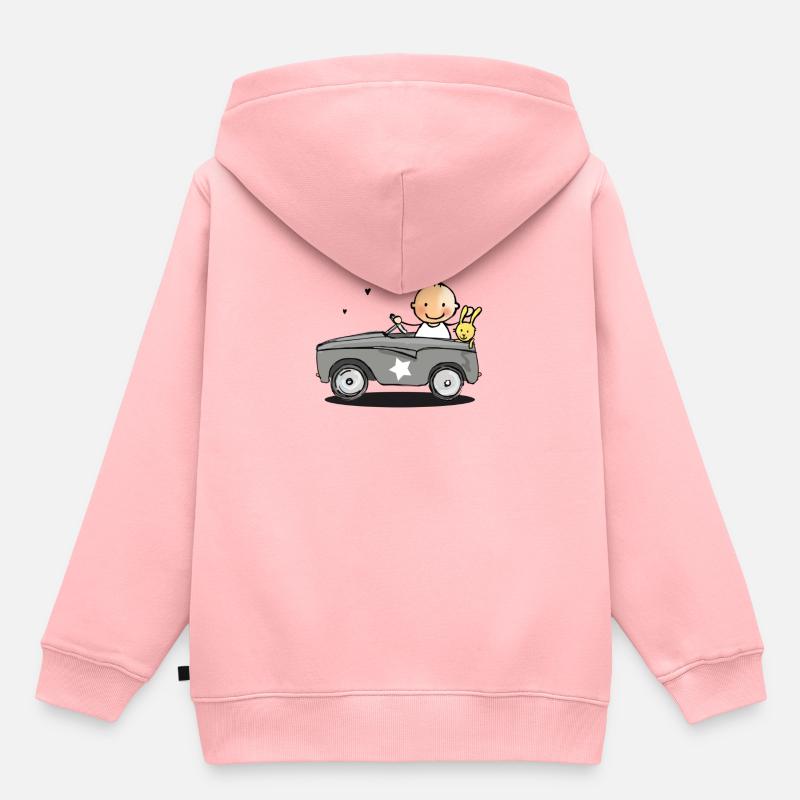 bébé dans la voiture rétro - Sweat Premium à capuche enfant bio - rose