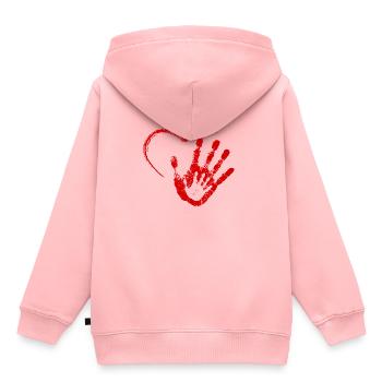 MAIN DANS LA MAIN ROUGE - Sweat Premium à capuche enfant bio - rose - Dos - AI Model Kid Female (0cm)