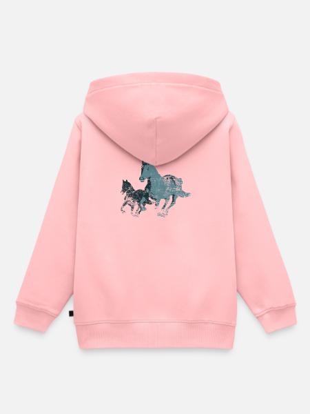 chevaux chevaux - Sweat Premium à capuche enfant bio - rose
