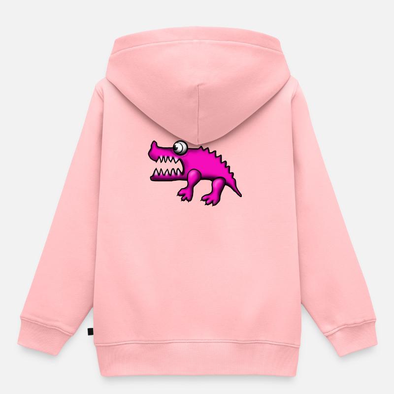 crocodile rose - Sweat Premium à capuche enfant bio - rose