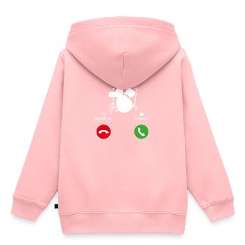 Call Mobile Anruf DRUMMER SCHLAGZEUG drums - Kinder Premium Organic Hoodie - Rosa - Hinten - AI Model Kid Female (0cm)
