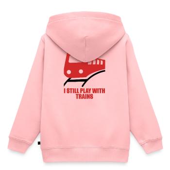 Lokführer, Zugführer, Eisenbahn, U-Bahn, ICE, Zug - Kinder Premium Organic Hoodie - Rosa - Hinten - AI Model Kid Female (0cm)