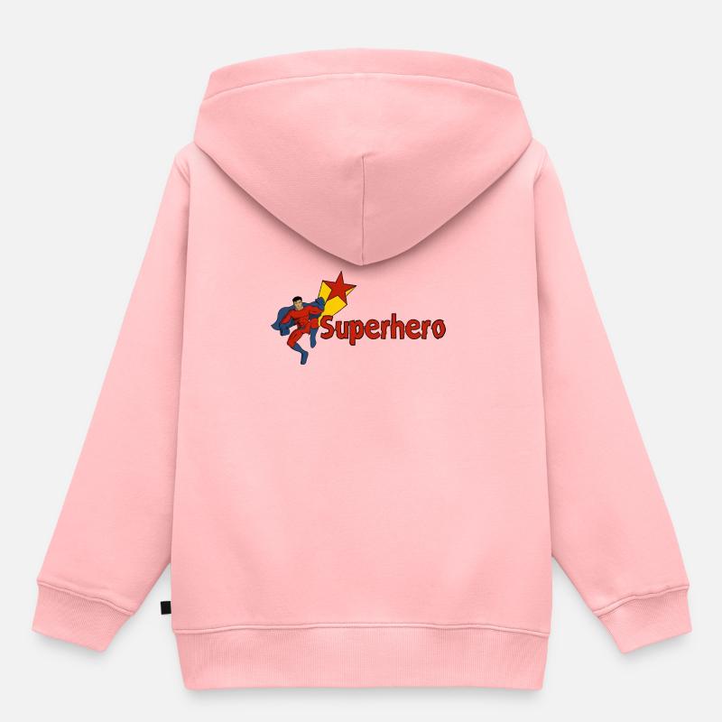 super-héros - Sweat Premium à capuche enfant bio - rose