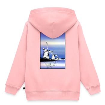 Moulins à vent de Kinderdijk - Sweat Premium à capuche enfant bio - rose - Dos - AI Model Kid Female (0cm)