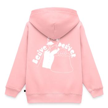BELIVE DELIVER - Kinder Premium Organic Hoodie - Rosa - Hinten - AI Model Kid Female (0cm)