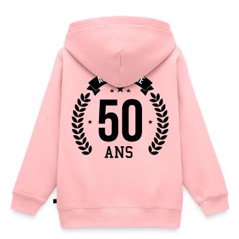 50 ans anniversaire - Sweat Premium à capuche enfant bio - rose - Dos - AI Model Kid Female (0cm)