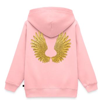 Ailes en or. Ailes d’ange d’or Ailes - Sweat Premium à capuche enfant bio - rose - Dos - AI Model Kid Female (0cm)