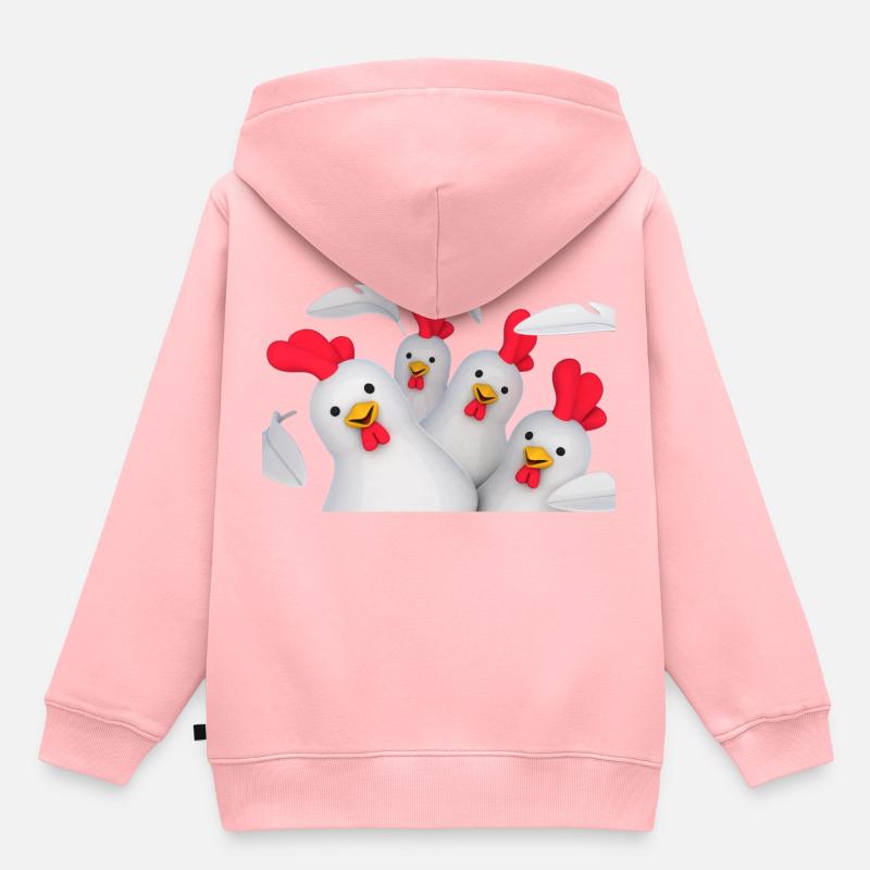 poulets - Sweat Premium à capuche enfant bio - rose