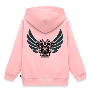 Moteur avec ailes - Sweat Premium à capuche enfant bio - rose - Dos - AI Model Kid Female (0cm)