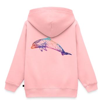 Dauphin 3D - Sweat Premium à capuche enfant bio - rose - Dos - AI Model Kid Female (0cm)