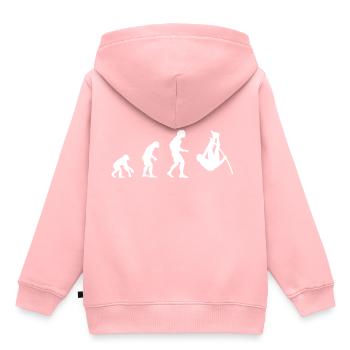 Evolution, Affen Stabhochspringer, Stabhochsprung - Kinder Premium Organic Hoodie - Rosa - Hinten - AI Model Kid Female (0cm)
