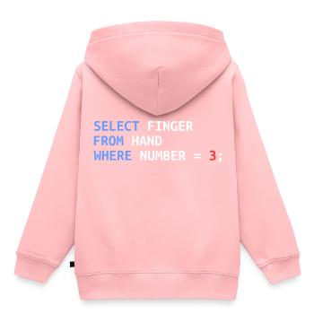 Cadeau drôle de développeur SQL de doigt moyen - Sweat Premium à capuche enfant bio - rose - Dos - AI Model Kid Female (0cm)