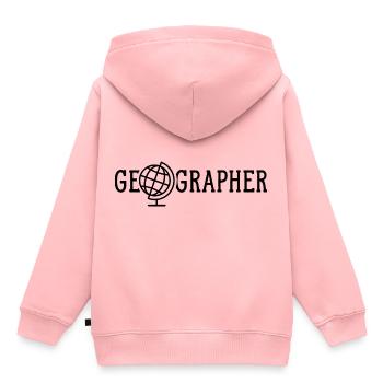 Géographe Géographe Géographe Géographie Géographie - Sweat Premium à capuche enfant bio - rose - Dos - AI Model Kid Female (0cm)