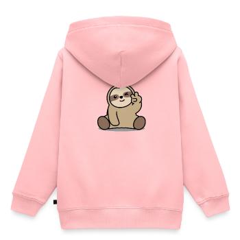 Paresseux Peace - Sweat Premium à capuche enfant bio - rose - Dos - AI Model Kid Female (0cm)