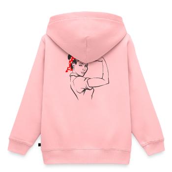 Frauenpower - Kinder Premium Organic Hoodie - Rosa - Hinten - AI Model Kid Female (0cm)