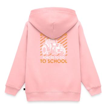Né à un fermier forcé à l'école - Sweat Premium à capuche enfant bio - rose - Dos - AI Model Kid Female (0cm)