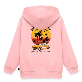 Heure d’été Fun-Sentiment d’été - Sweat Premium à capuche enfant bio - rose - Dos - AI Model Kid Female (0cm)