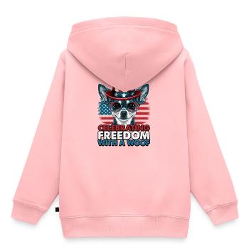 Chihuahua feiert die Freiheit mit einem Wuff - Kinder Premium Organic Hoodie - Rosa - Hinten - AI Model Kid Female (0cm)