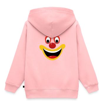 Carnaval Clown Visage Drôle Carnaval Célébration Fun - Sweat Premium à capuche enfant bio - rose - Dos - AI Model Kid Female (0cm)