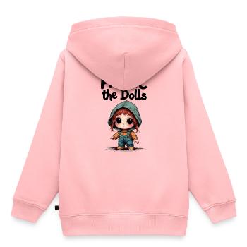 Protect the Dolls - Süße Botschaft - Kinder Premium Organic Hoodie - Rosa - Hinten - AI Model Kid Female (0cm)