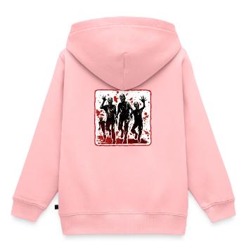 Halloween Warnung vor Zombies - Kinder Premium Organic Hoodie - Rosa - Hinten - AI Model Kid Female (0cm)
