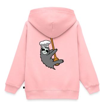 Fleißig Faultier Küche kochen Kochlöffel Hobbykoch - Kinder Premium Organic Hoodie - Rosa - Hinten - AI Model Kid Female (0cm)
