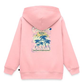 Plage de Californie - Sweat Premium à capuche enfant bio - rose - Dos - AI Model Kid Female (0cm)