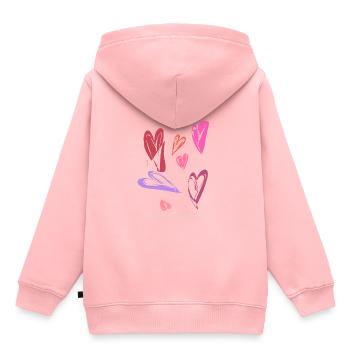 Abstract design Vielleicht tolle farbige Herzen - Kinder Premium Organic Hoodie - Rosa - Hinten - AI Model Kid Female (0cm)