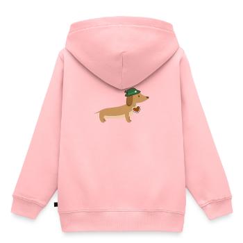 Bayrischer Dackel mit Hut und Lebkuchenherz - Kinder Premium Organic Hoodie - Rosa - Hinten - AI Model Kid Female (0cm)