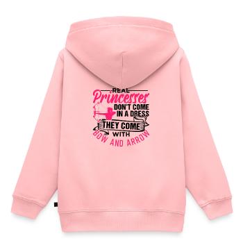 Real Princesses Come With Bow And Arrow - Sweat Premium à capuche enfant bio - rose - Dos - AI Model Kid Female (0cm)