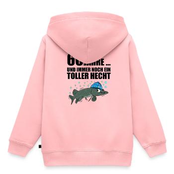 Anglergeschenk zum 60 Geburtstag 60 Ehrentag - Kinder Premium Organic Hoodie - Rosa - Hinten - AI Model Kid Female (0cm)