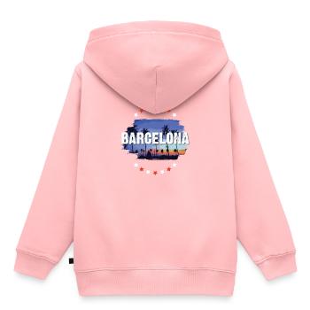 Barcelone - Sweat Premium à capuche enfant bio - rose - Dos - AI Model Kid Female (0cm)