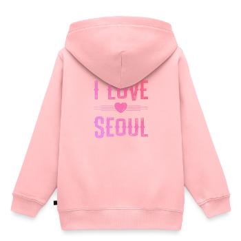 J’aime Séoul - Sweat Premium à capuche enfant bio - rose - Dos - AI Model Kid Female (0cm)