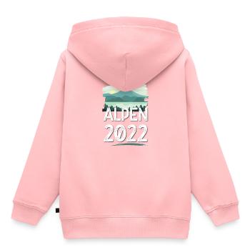 Alpes 2022 - Sweat Premium à capuche enfant bio - rose - Dos - AI Model Kid Female (0cm)