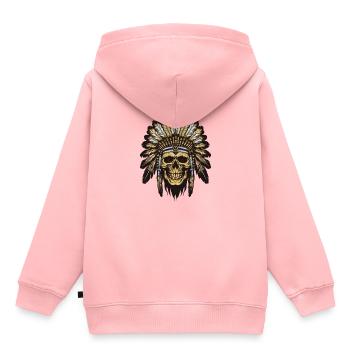 Crâne de chef indien Apache - Sweat Premium à capuche enfant bio - rose - Dos - AI Model Kid Female (0cm)