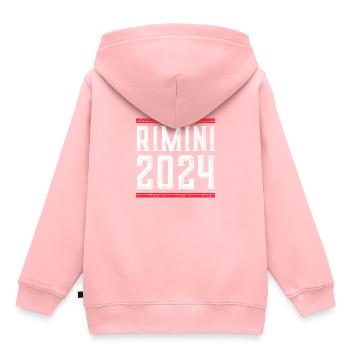 Jours fériés Rimini 2024 - Sweat Premium à capuche enfant bio - rose - Dos - AI Model Kid Female (0cm)