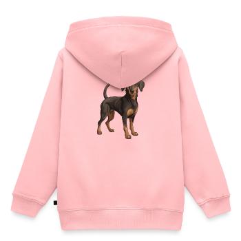 Teckel Animal Teckel - Sweat Premium à capuche enfant bio - rose - Dos - AI Model Kid Female (0cm)