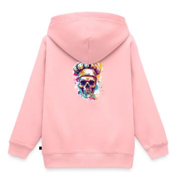 Chef Chef Crâne - Sweat Premium à capuche enfant bio - rose - Dos - AI Model Kid Female (0cm)