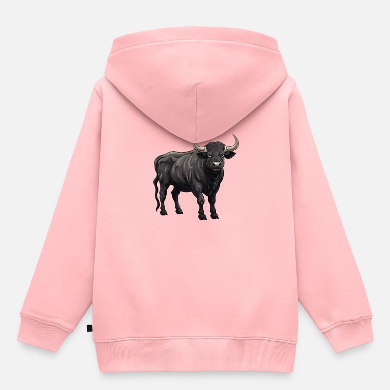 Animal taureau - Sweat Premium à capuche enfant bio - rose