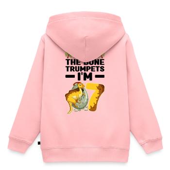 Kindergeburtstag Dinosaurier - Kinder Premium Organic Hoodie - Rosa - Hinten - AI Model Kid Female (0cm)