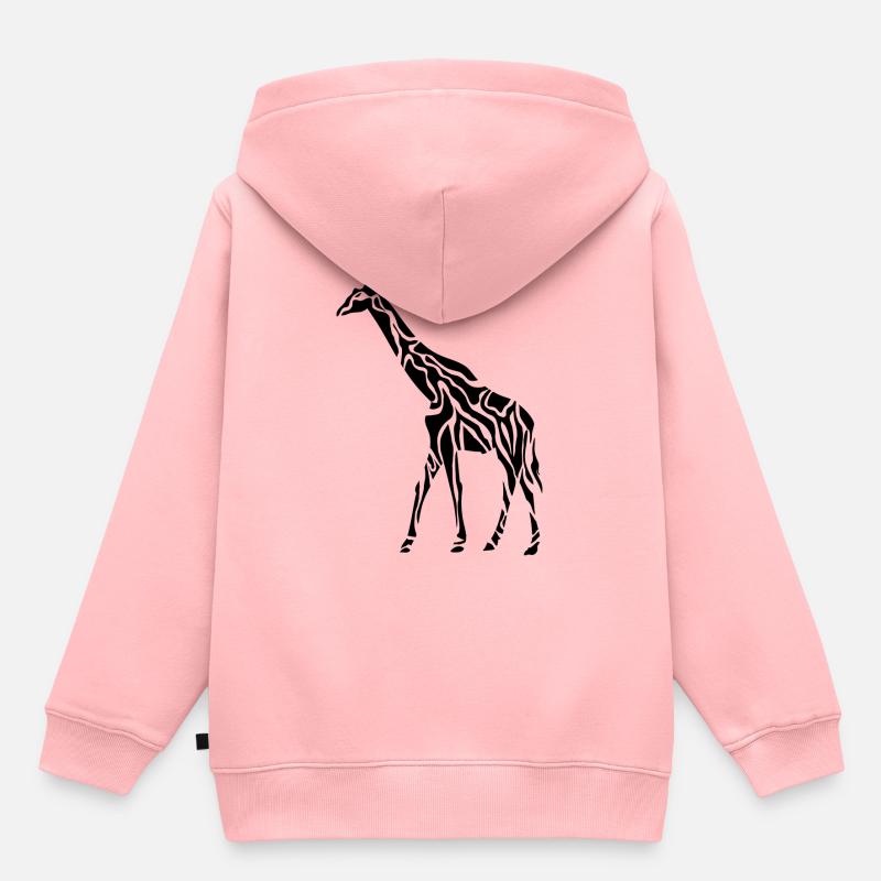 Girafe - Sweat Premium à capuche enfant bio - rose