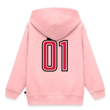 01 eins krone 1 nummer - Kinder Premium Organic Hoodie - Rosa - Hinten - AI Model Kid Female (0cm)