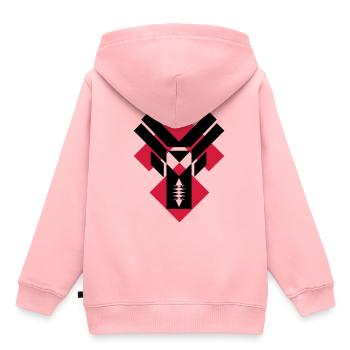 Géométrique Y - Sweat Premium à capuche enfant bio - rose - Dos - AI Model Kid Female (0cm)